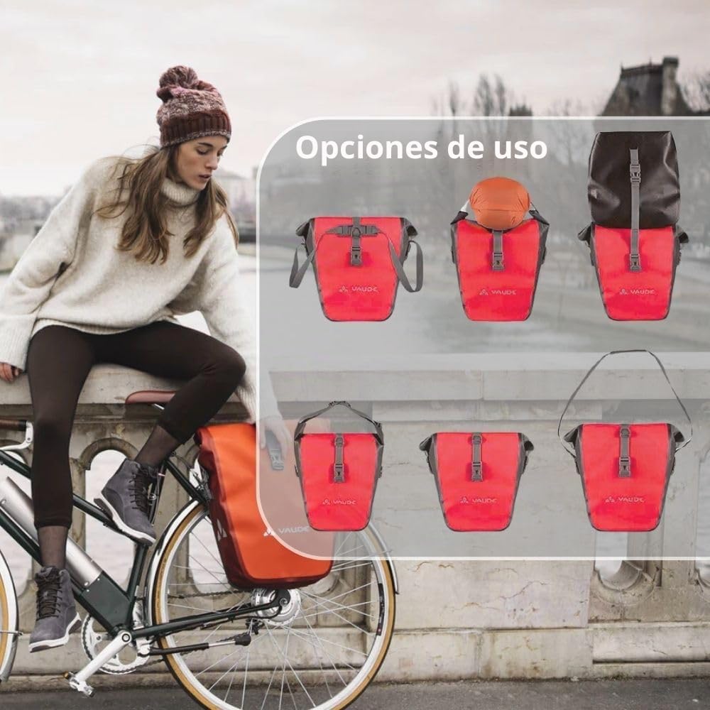 VAUDE Aqua Back – Alforjas para Bicicleta – Juego de 2 Bolsas para Bici adaptables a la Carga e Impermeables – Par de portabultos para Rueda Trasera