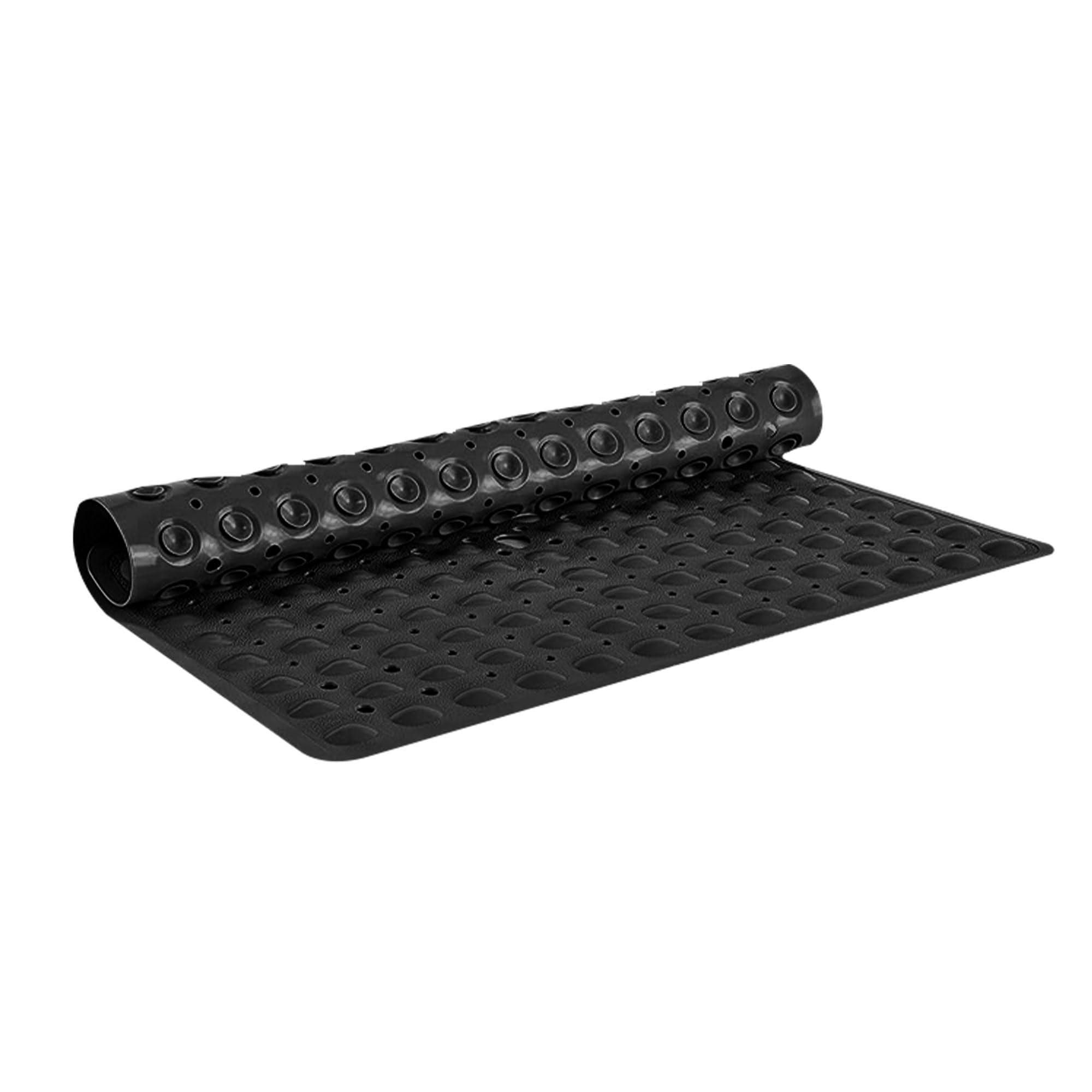 Velvetio Black Square Shower Mat Non Slip Anti Mould 53X53cm Rubber Shower Mat For Inside Shower, Anti Slip Shower Mats With Drain Holes & Suction Cups, Machine Washable,
