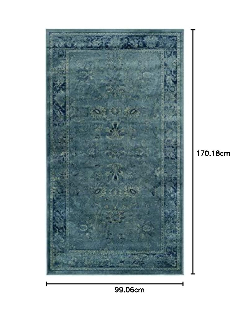 Tapis rectangulaire d'intérieur traditionnel tissé , collection Vintage, VTG117, en turquoise / multi, 99 X 170 cm pour le salon, la chambre ou tout autre espace intérieur par SAFAVIEH.