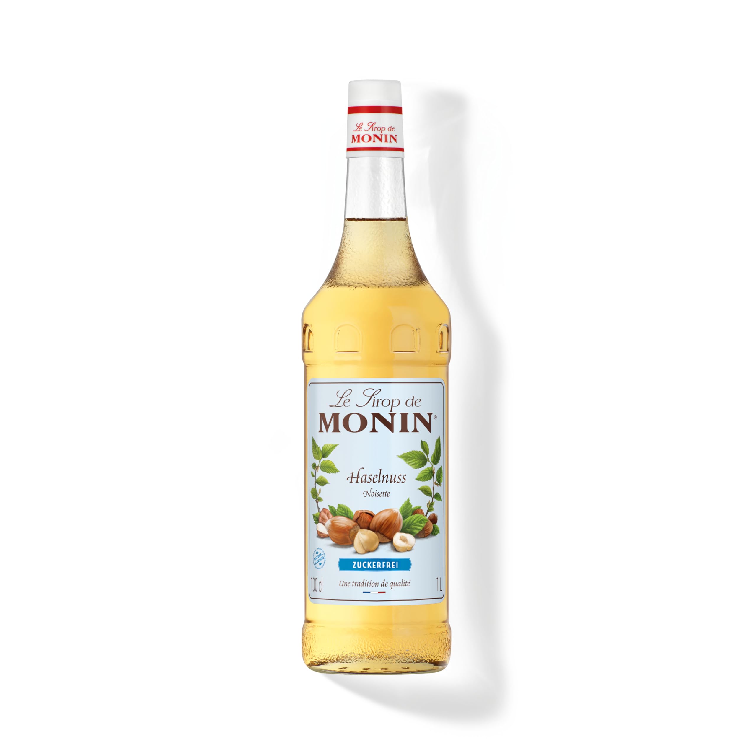 Monin Sirup Haselnuss Zuckerfrei (1 x 1,0l) - Kalorienarmer Geschmack für Kaffeegetränke Cocktails und Desserts - ohne Zucker