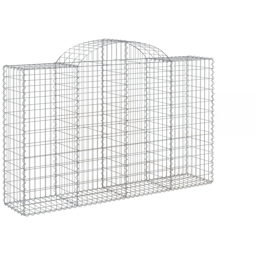 Yngbhfnop Silver Arched Gabion Baskets 40 Pcs 200X50x120/140 Cm Galvanised Iron Garden Fence Retaining Wall Kit For Outdoor Decoration Sound Insulation