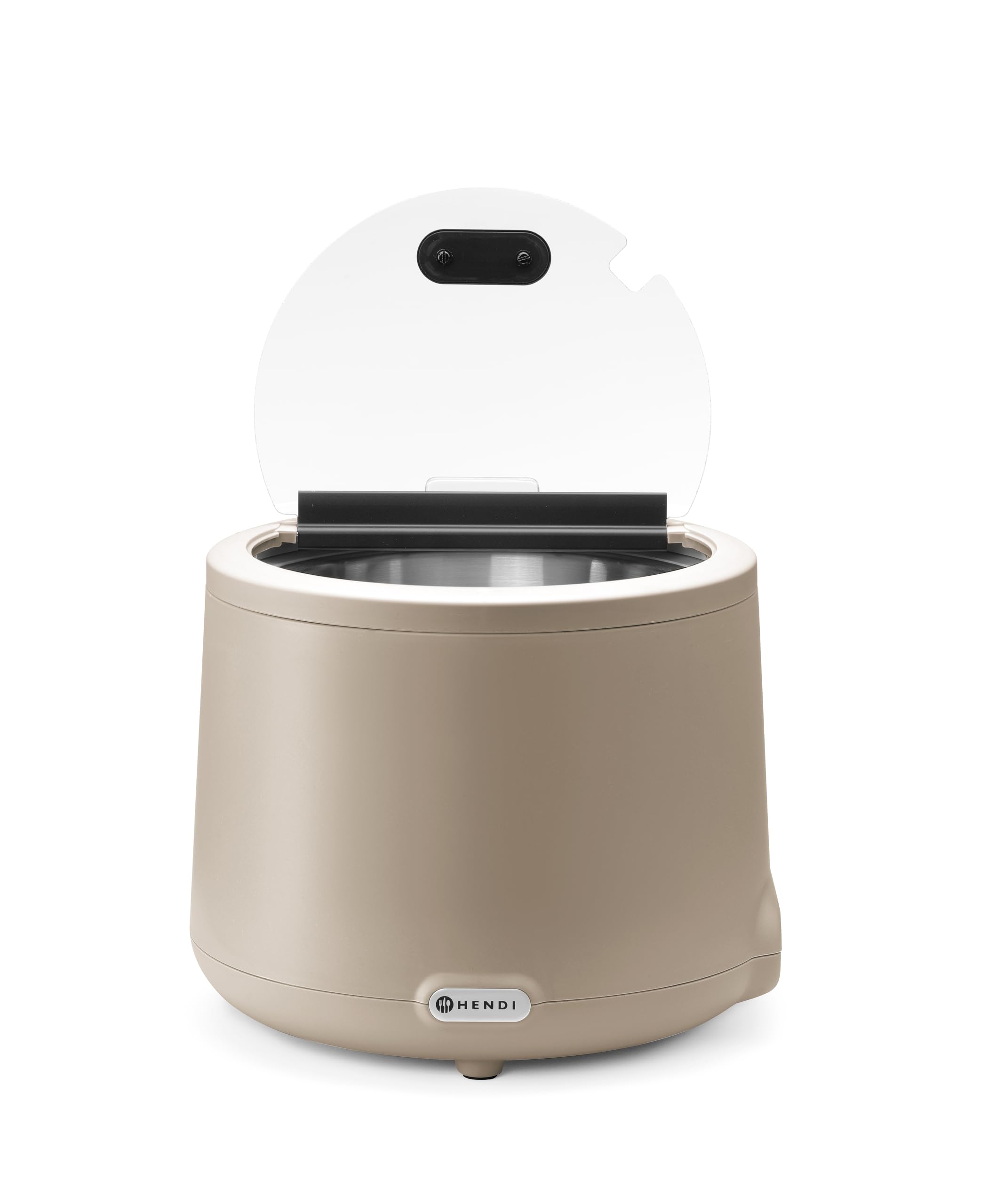 HENDI Suppenkessel, UNIQ, herausnehmbarer Behälter, integrierter Glasdeckel, Temperaturbereich: von 35° bis 85°C, Suppentopf, Suppenwärmer, 8L, 220V/500W, ø365x(H)325mm, Edelstahl, PP, beige