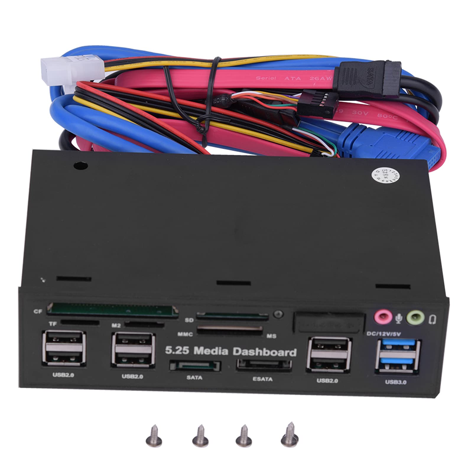 Jiawu Lettore di Schede Multiplo, Trasferimento Ad Alta velocità USB 3.0 5Gbps, Lettore di Schede Tutto in Cruscotto Multimediale con Porte ESATA Hub Sul Pannello Frontale per Computer Desktop PC