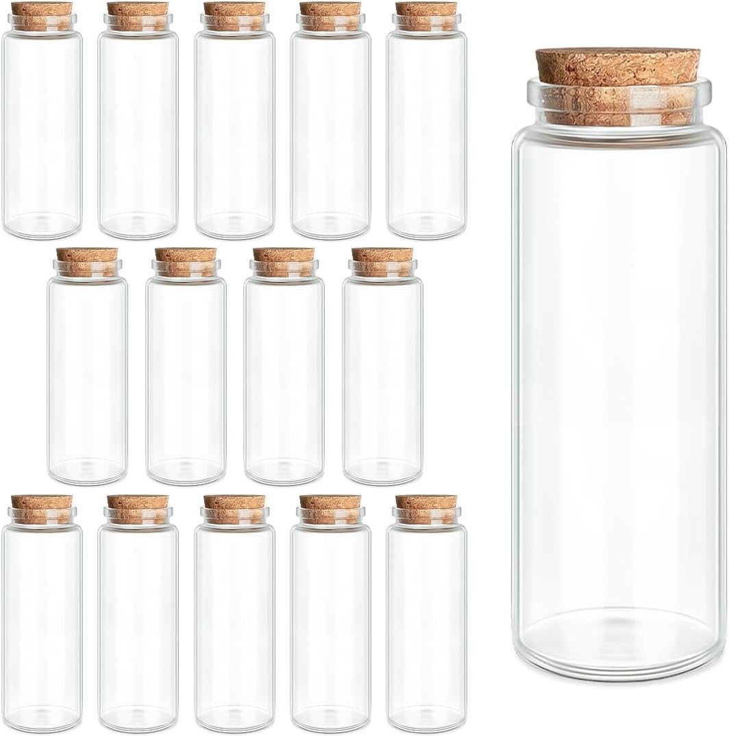 21-Pack 5.07 oz (150 ml) Glass Bottles with Cork Stoppers – for Spell Bottles, Spice Jars, DIY Party Favors, Travel Memories & Plant Propagation – Empty Recyclable Containers for Crafts, Kitchen,Décor