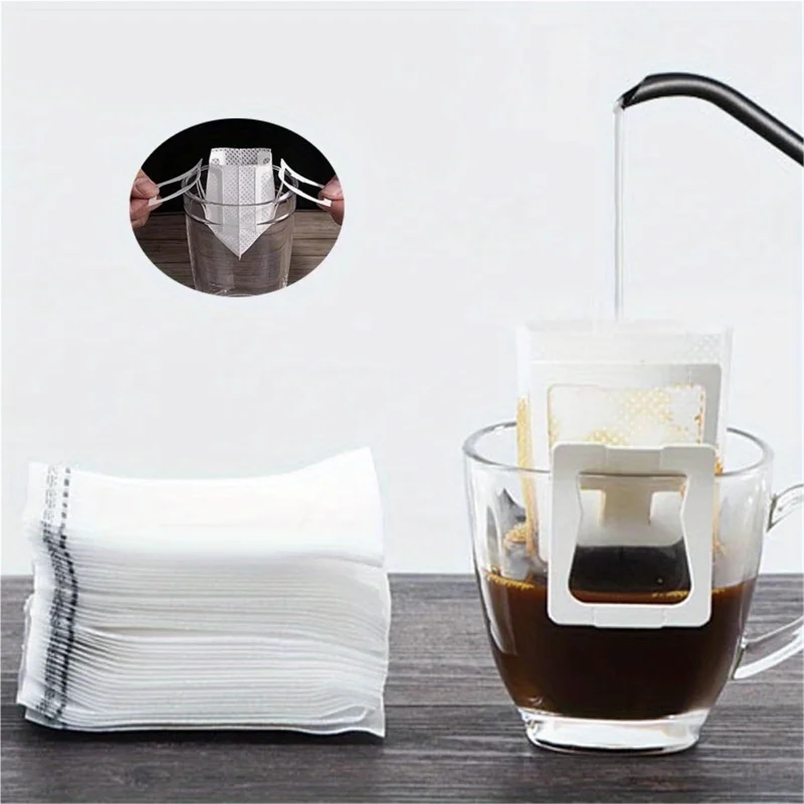 100/200/300 Stücke Kaffee Filter Papier Taschen Einweg Tropf Tasche Griff Hängen Ohr Espresso Kaffee Zubehör Tee Werkzeug(300Pcs)