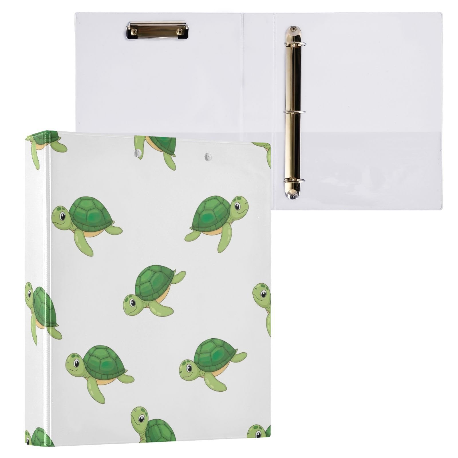 Lot de 2 classeurs décoratifs à 3 anneaux en forme de tortues de mer de 3,8 cm avec poches, pour l'école, l'université ou le bureau