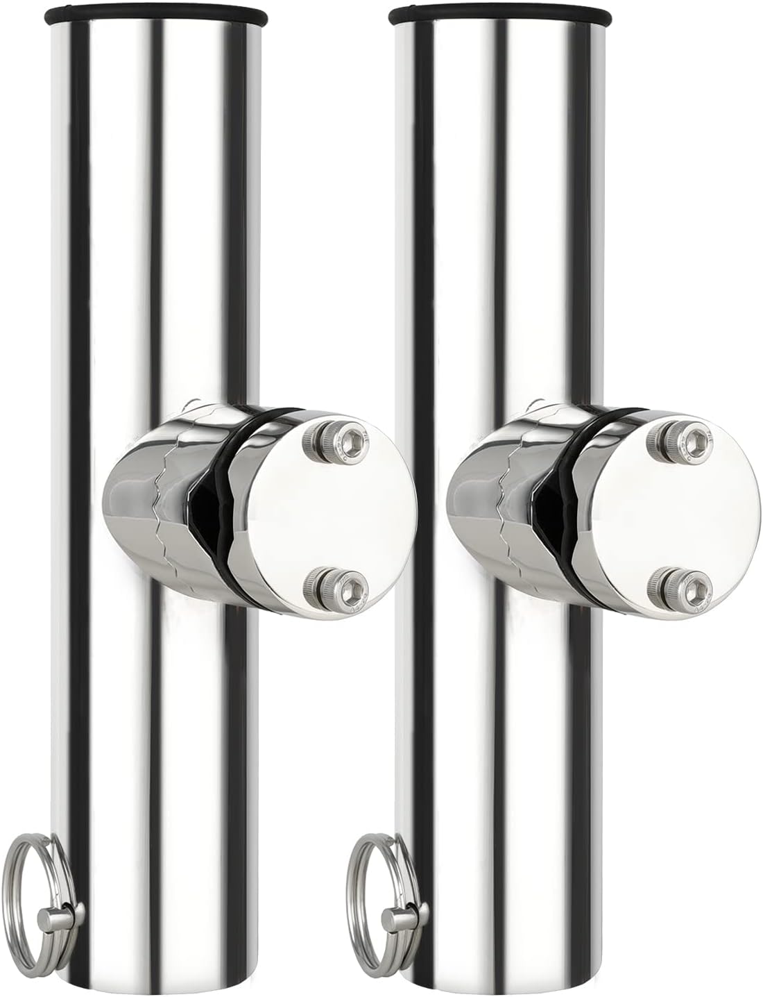 FreeTec Supports De Canne à Pêche Pour Rail De Bateau – 2 Pièces, Acier Inox, Réglable 21-25mm, Insert Caoutchouc