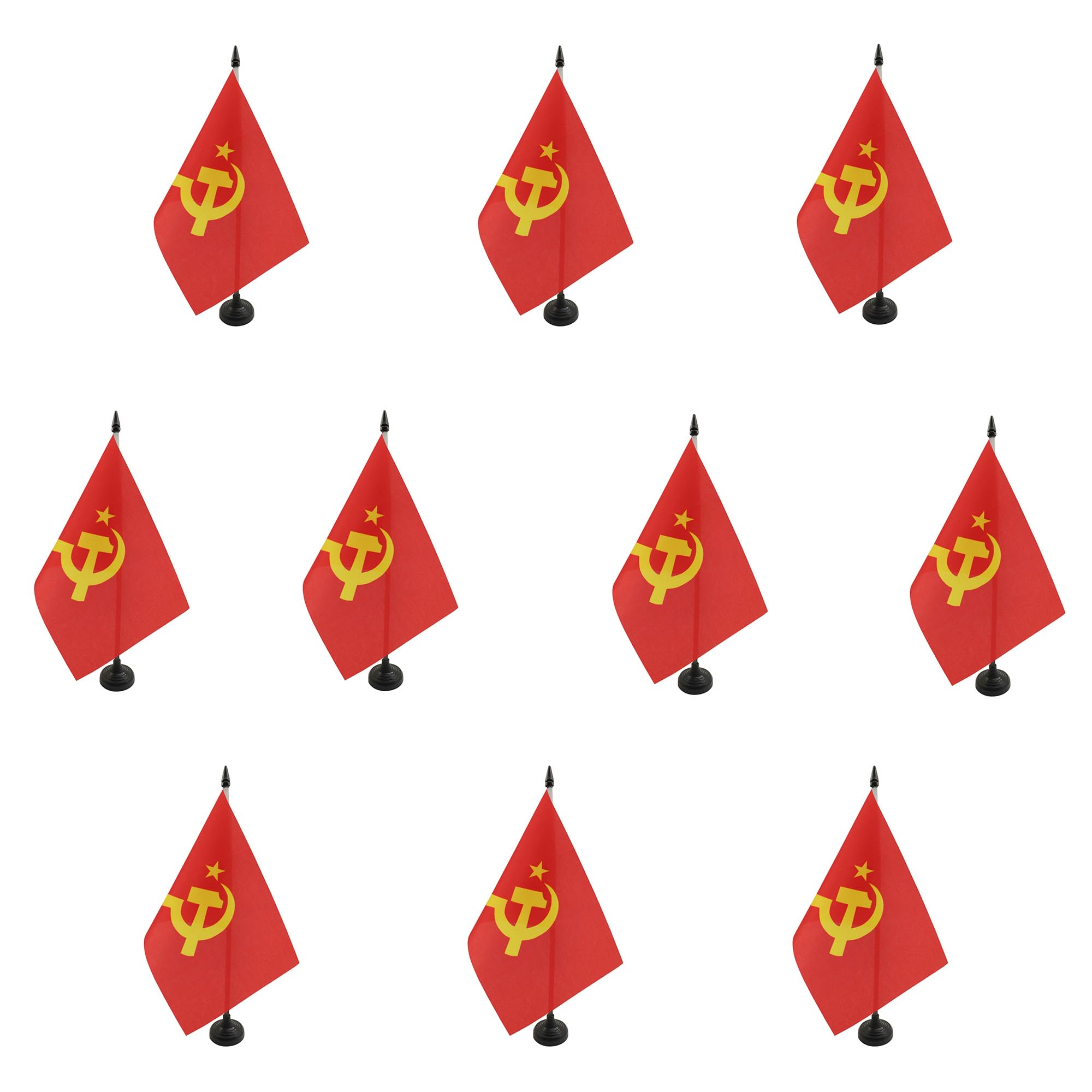Drapeau de table URSS 21x14cm en polyester résistant avec socle et hampe noire