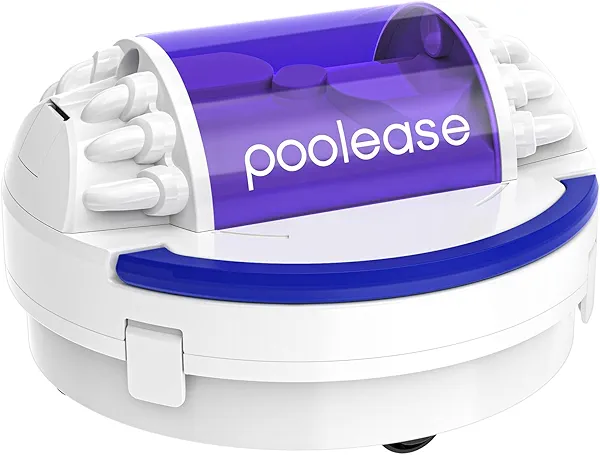 Poolease X1 Robotic Pool Vacuum for Above Ground Pool, Automatic Cordless Pool Cleaner with 45W Dual-Motor, Ideal for Above-Ground Flat Pool, 2L Debris Capacity (White and Purple)