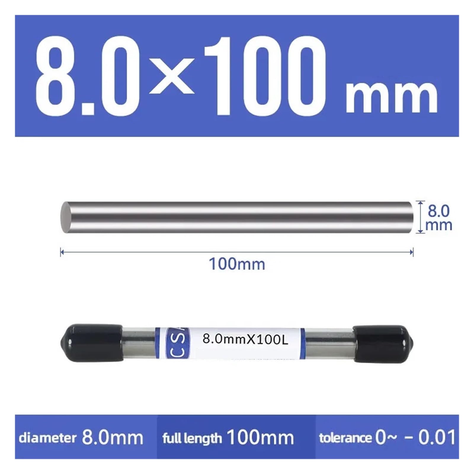 Runder Wolframkarbid-Stab 1 STÜCK HRC55 Vollhartmetallstab 1,0-12 mm Durchmesser 100 mm Länge Zylinderschaft Rundstab Drehwerkzeug Fräser(8.0mmX100L)