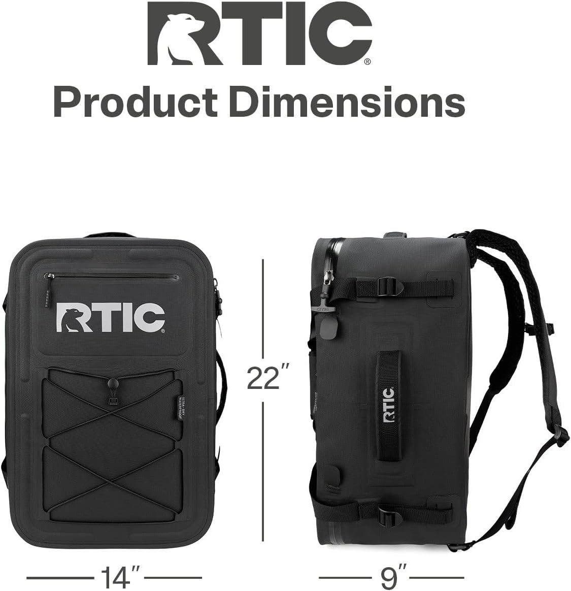 RTIC Ultra Dry Duffle Pack, Waterproof Outdoor Backpack Floating Bags for Hiking, Travel, Camping, Boating, Backpacking, 60L, Black & Graphite