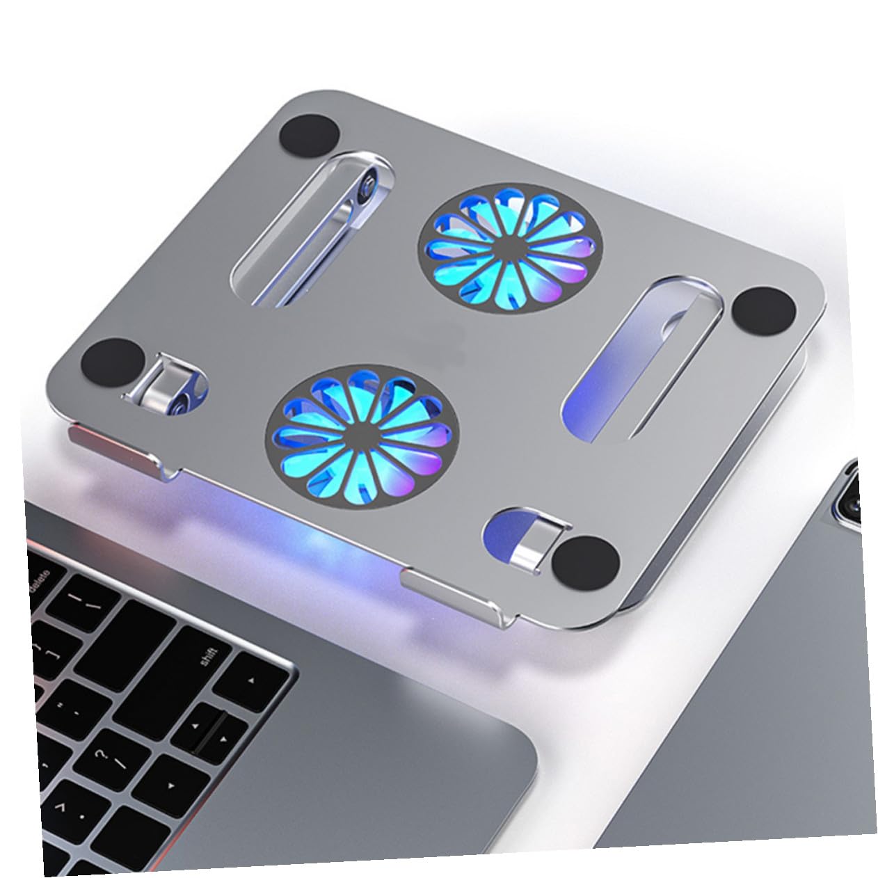 Artibetter Supporto Raffreddamento Laptop in Lega di Alluminio Doppia Ventola, Altezza Regolabile e Struttura Robusta per Laptop e Tablet Fino a 17,3 Pollici
