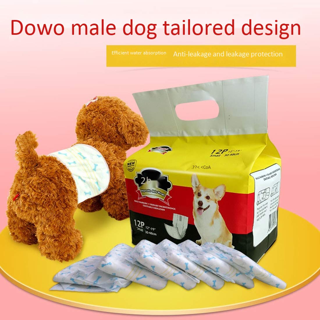 Pañales Desechables para Perros Desechables para Mascotas Pañales para Absorción de Agua de 12 Hojas para Perros