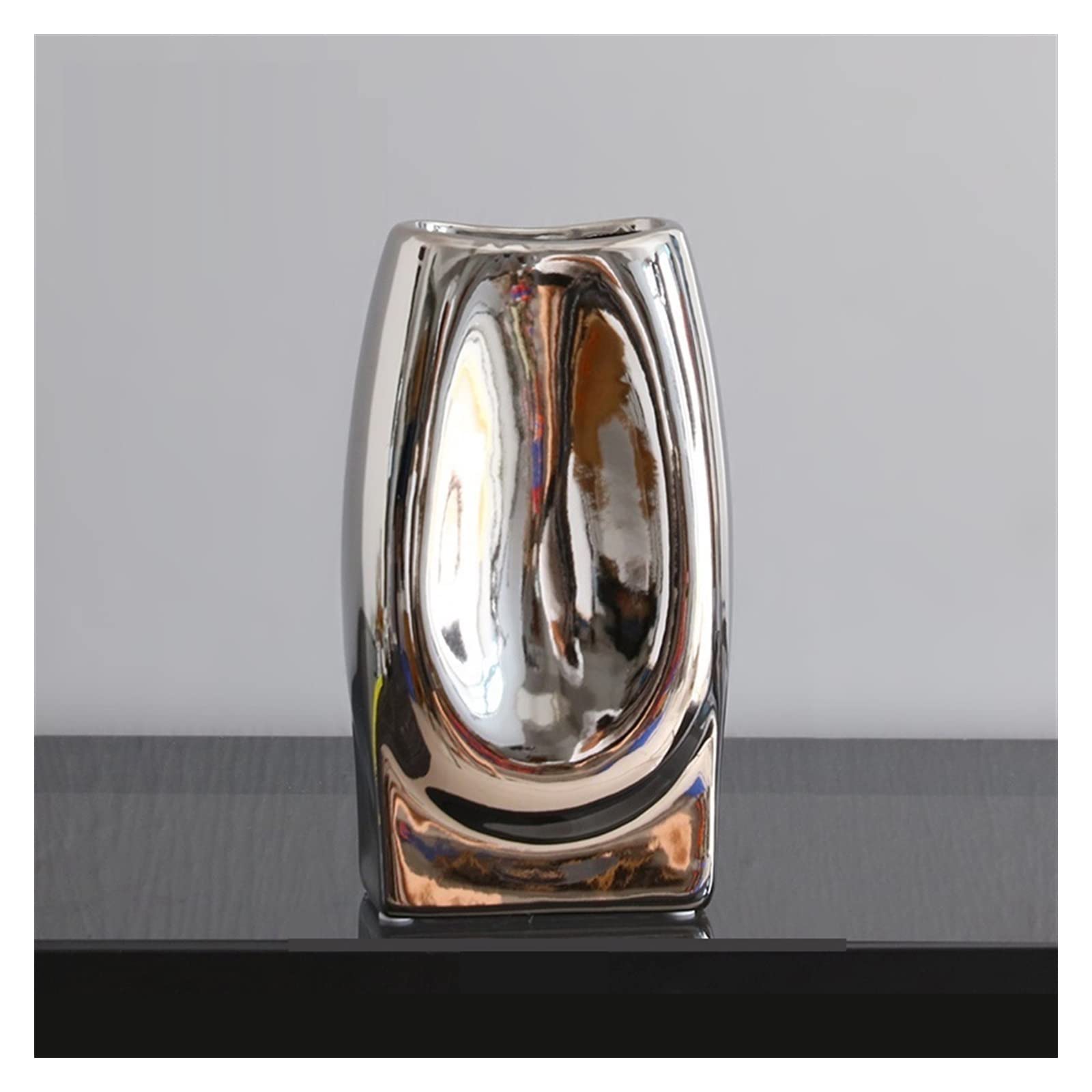 Bzgpmfud Grey Wolf Vase Desktop Flower Light Electroplated Brushed Ceramic Metal Modern Dining Table Family Wedding Dinner Decoration(Grey Wolf)