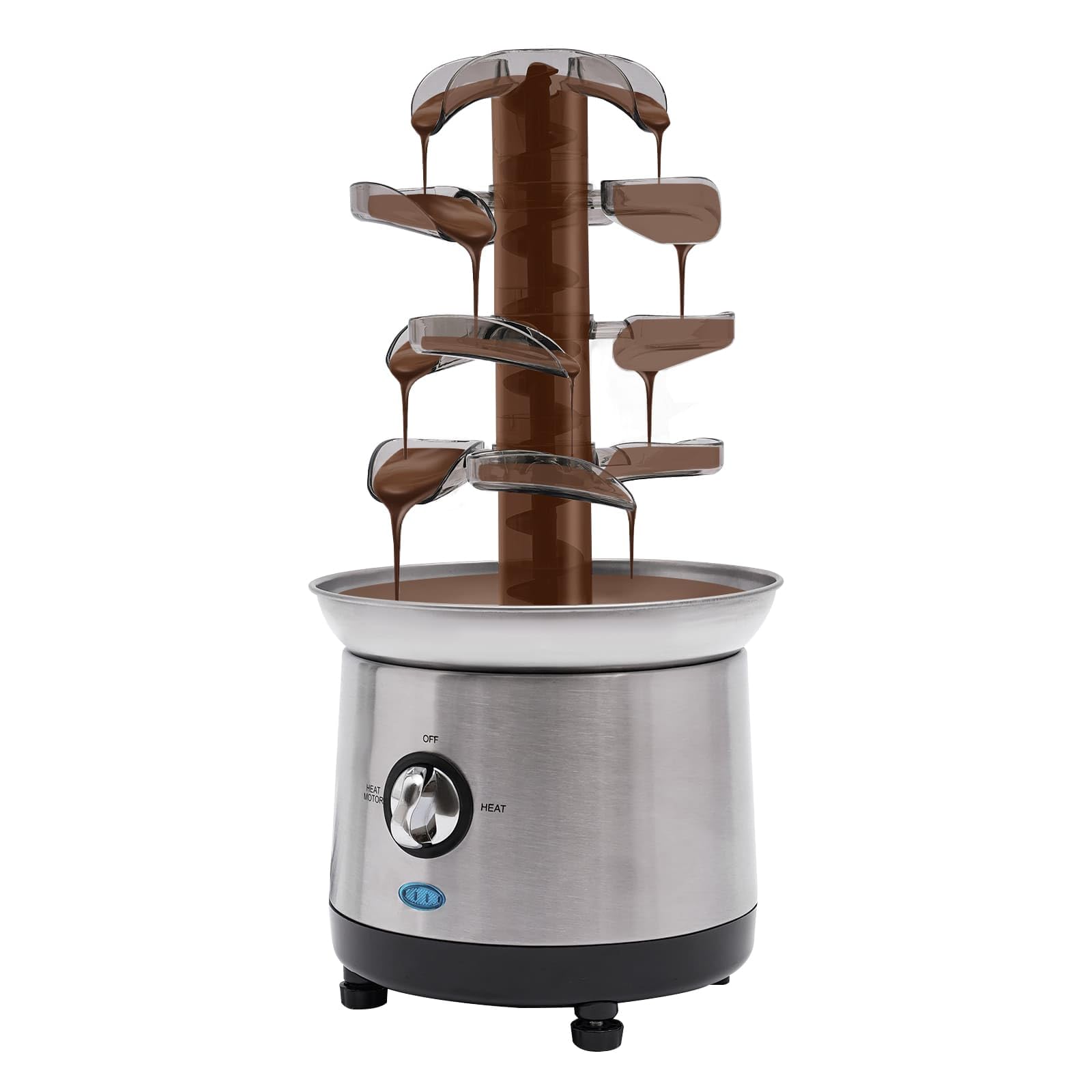 Fontaine à Chocolat 4 Niveaux 190 W en Acier Inoxydable, Température de Chocolat Fondant Chaud 38 à 45℃, Capacité 1,2L, Pour Réunions de Famille, Anniversaires, Mariages