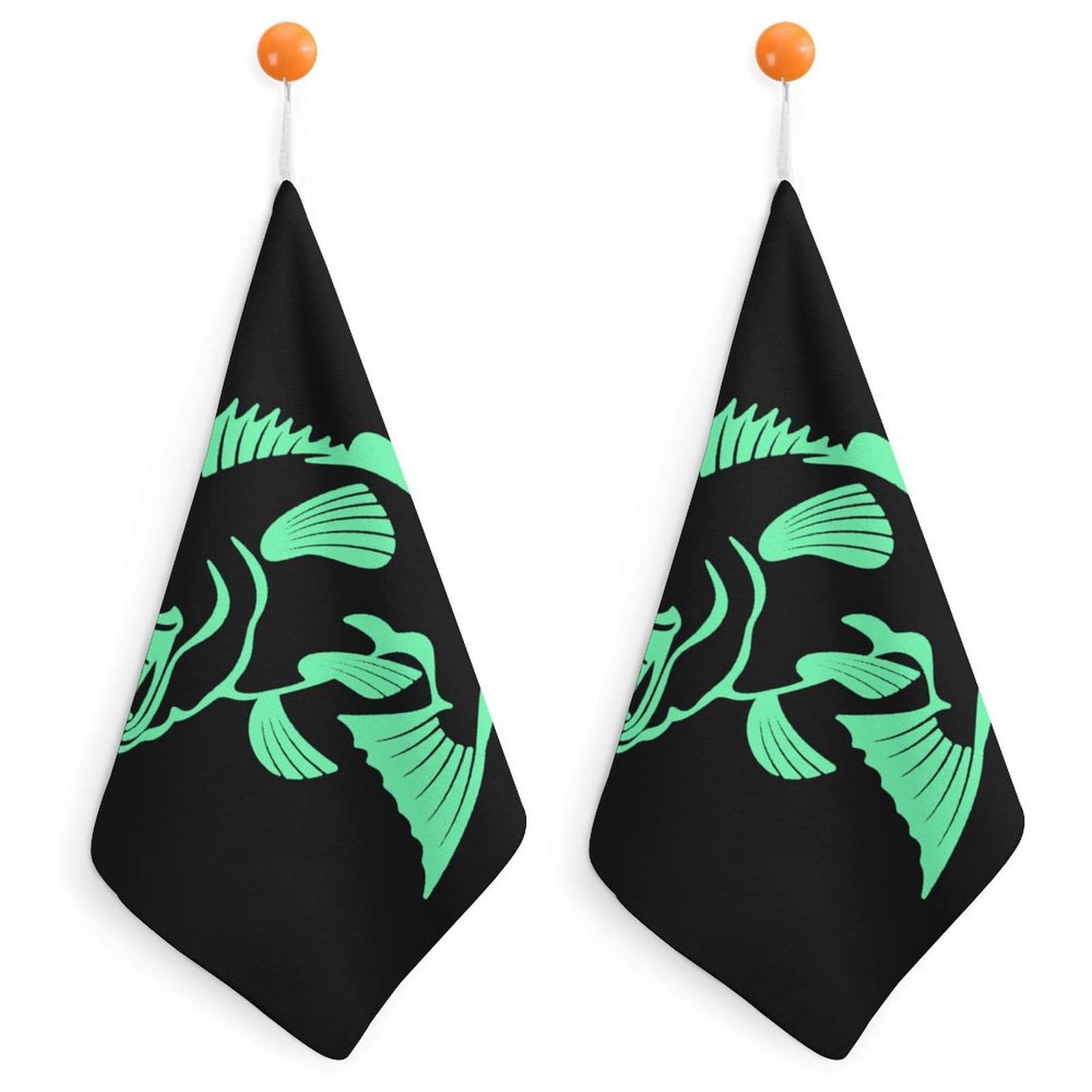 TXFBTRFSA Bass Fishing Hand Towels with Hanging Loop Kitchen Towel Handkerchiefs Cleaning Cloths