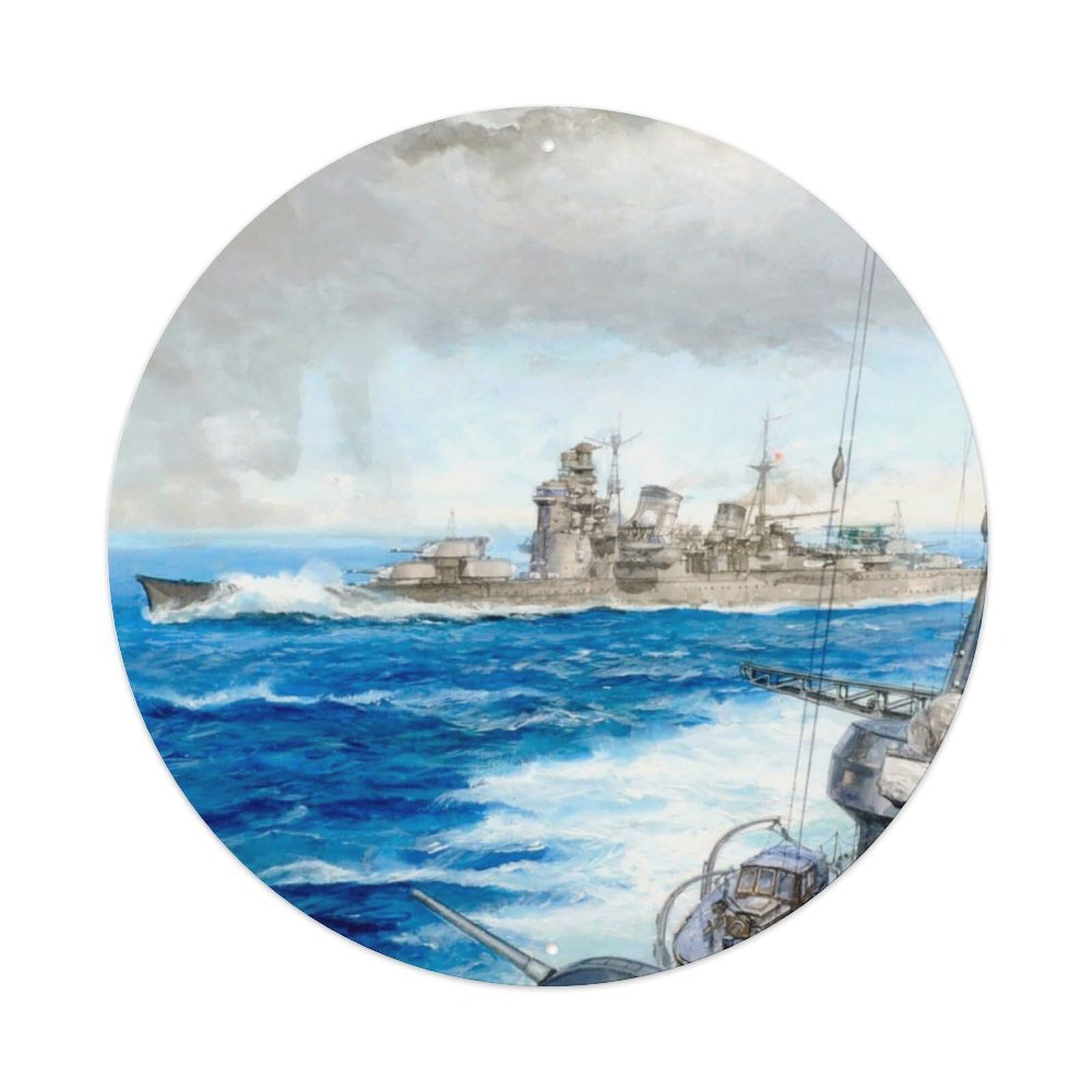 WWII Vintage Battleship Japanese Cruiser Ashigara Vintage Metal Tin Sign Plaque Wall Decor for Cafe, Club Bar, Office, Garden Metal Poster 8x8Inch