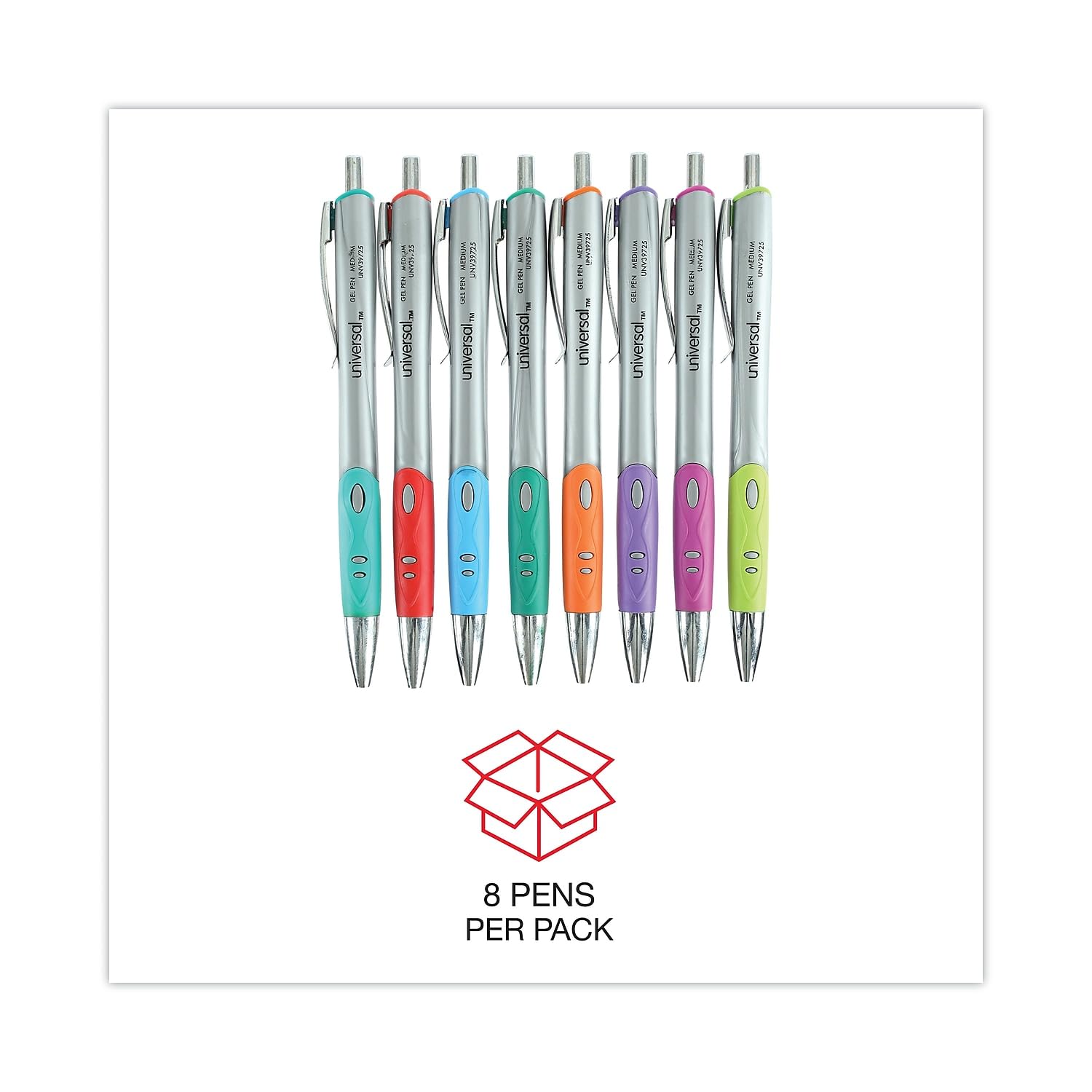 Universal 39715 Comfort Grip Deluxe Stylo roller à encre gel rétractable 0,7 mm Assortiment 8/ST