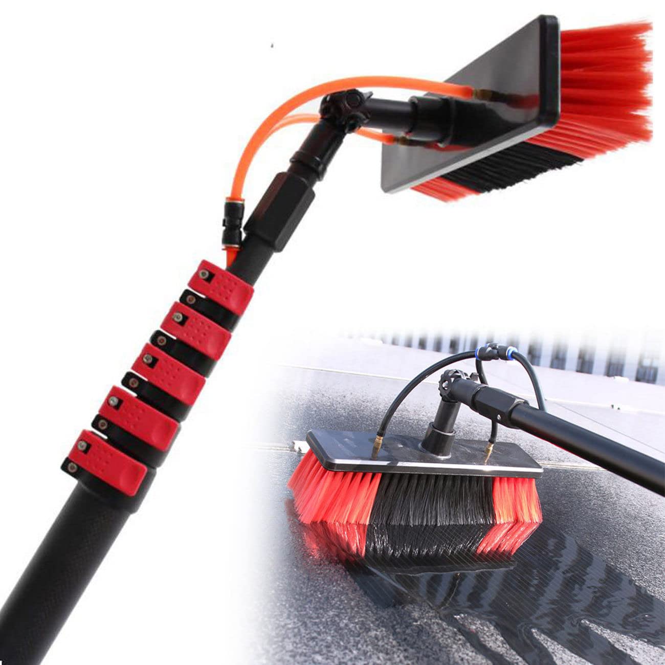 Aioneer Water Fed Pole Kit, Water Fed Telescopic Brush, Length Water Fed Brush, Cleaning Kit For Solar Photovoltaic Panel Cleaning,Trucks Windows Washing,12Ft/3.6M-12FT/3.6M