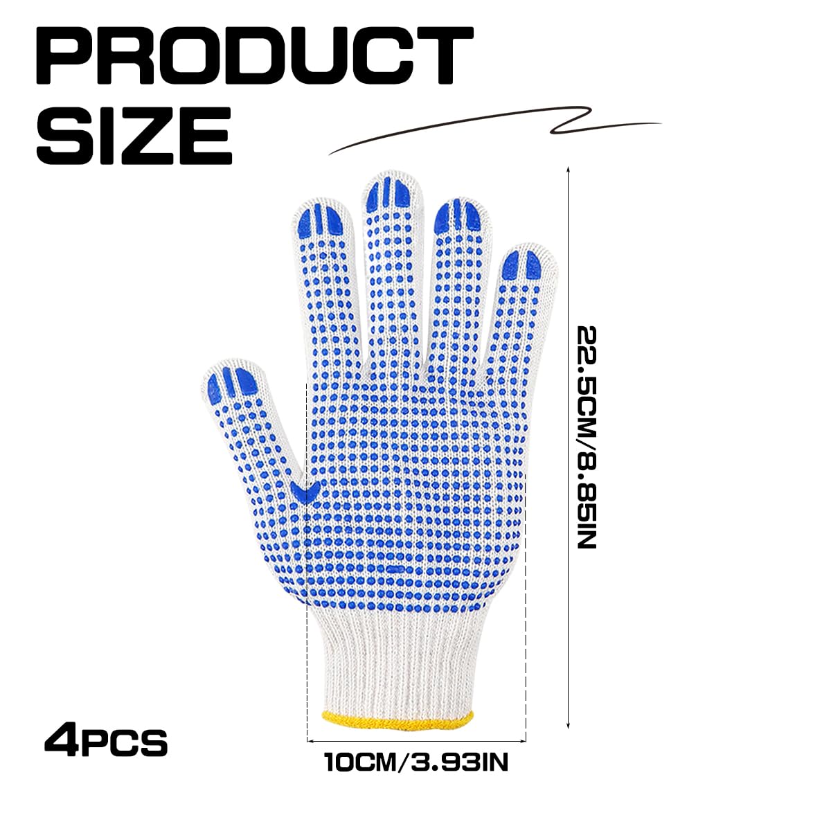 ZJIVQO 12 works Working Gloves with Blue Dots, White Cotton, Secure Grip, Breathable Winter Gloves for Men & Women - Image 2