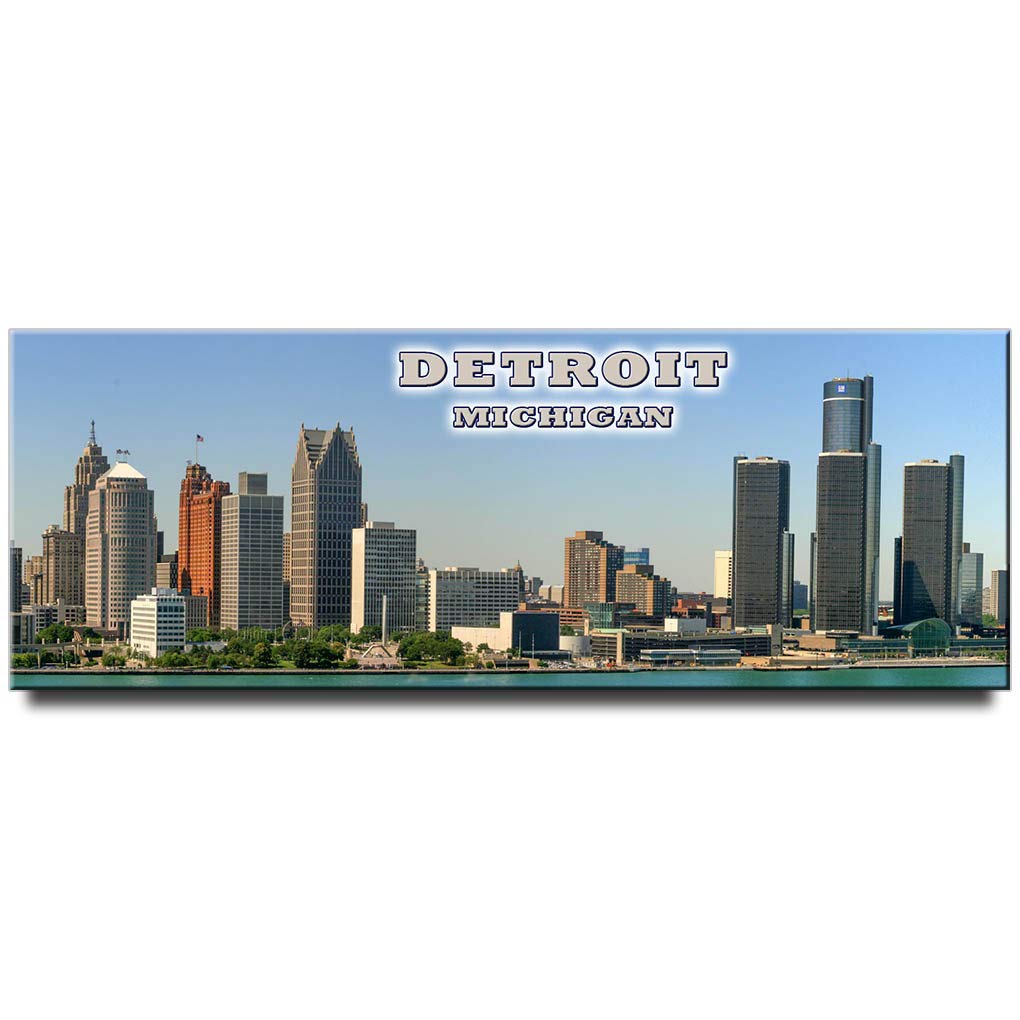 Detroit Panoramic Fridge Magnet Michigan Travel Souvenir