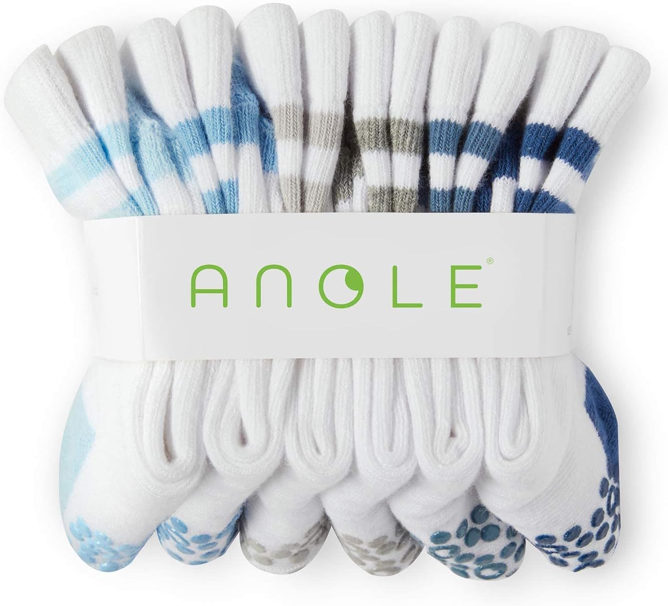 LA ACTIVE Non Slip Grip Ankle Boys and Girls Athletic Crew Socks for Babies Toddlers and Kids