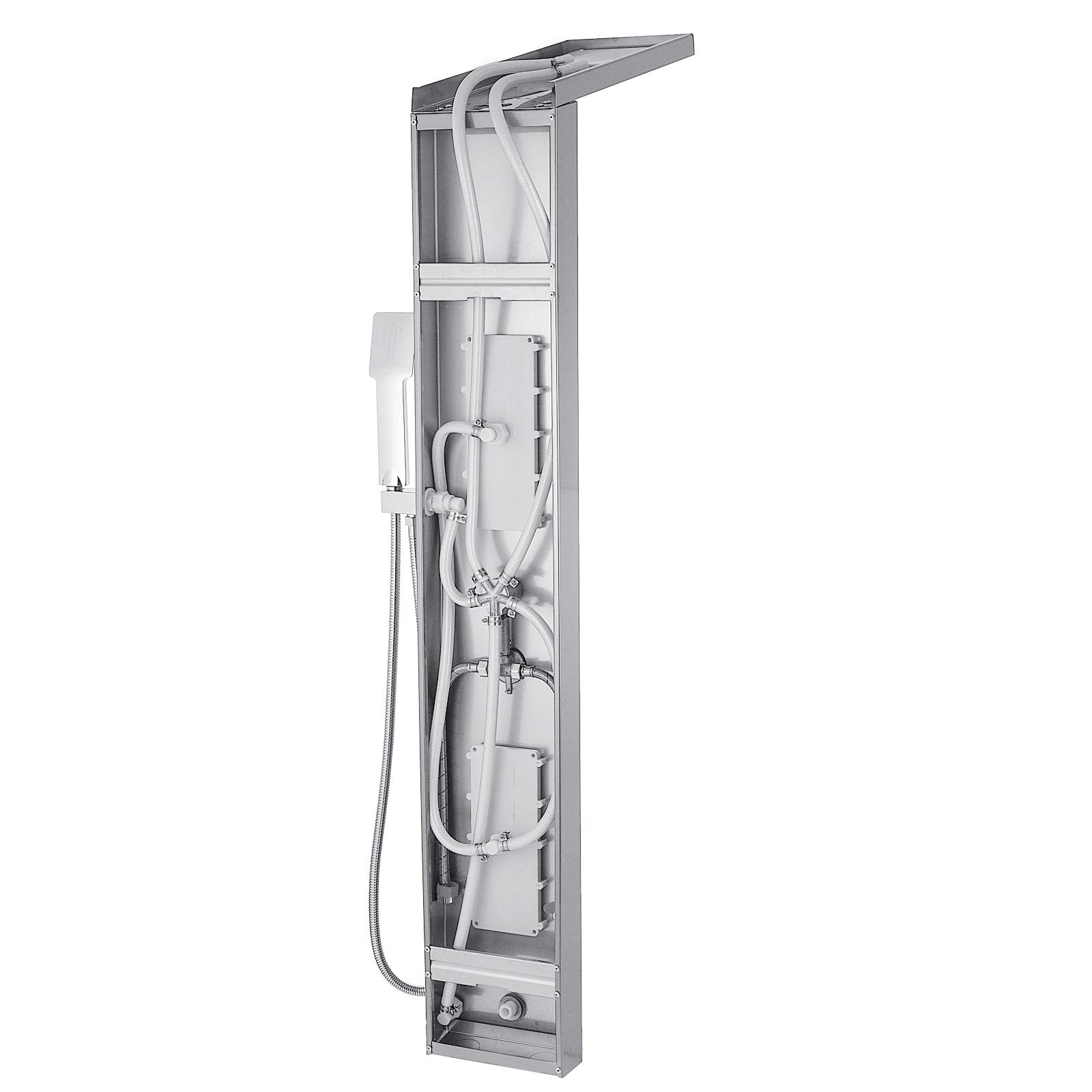 Panel de Ducha de Acero Inoxidable Columna de Hidromasaje 5 en 1 Columna de Hidromasaje para Hogar Hotel (Separado, Plata cepillada)