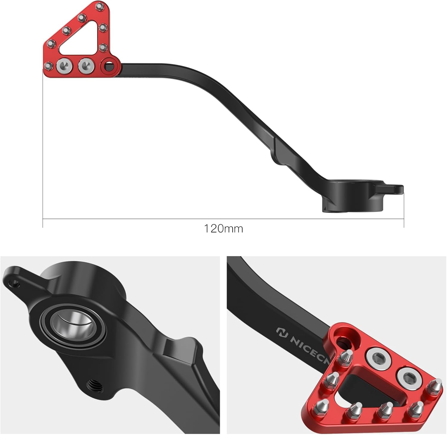 NICECNC Black and Red Brake Pedal Lever Brake Footrest Compatible with GasGas 700 SM/ES 2022-2024, Compatible with Husqvarna 701 Enduro/701 Supermoto 2020-2024, 690 Enduro R/690 SMC R Accessories