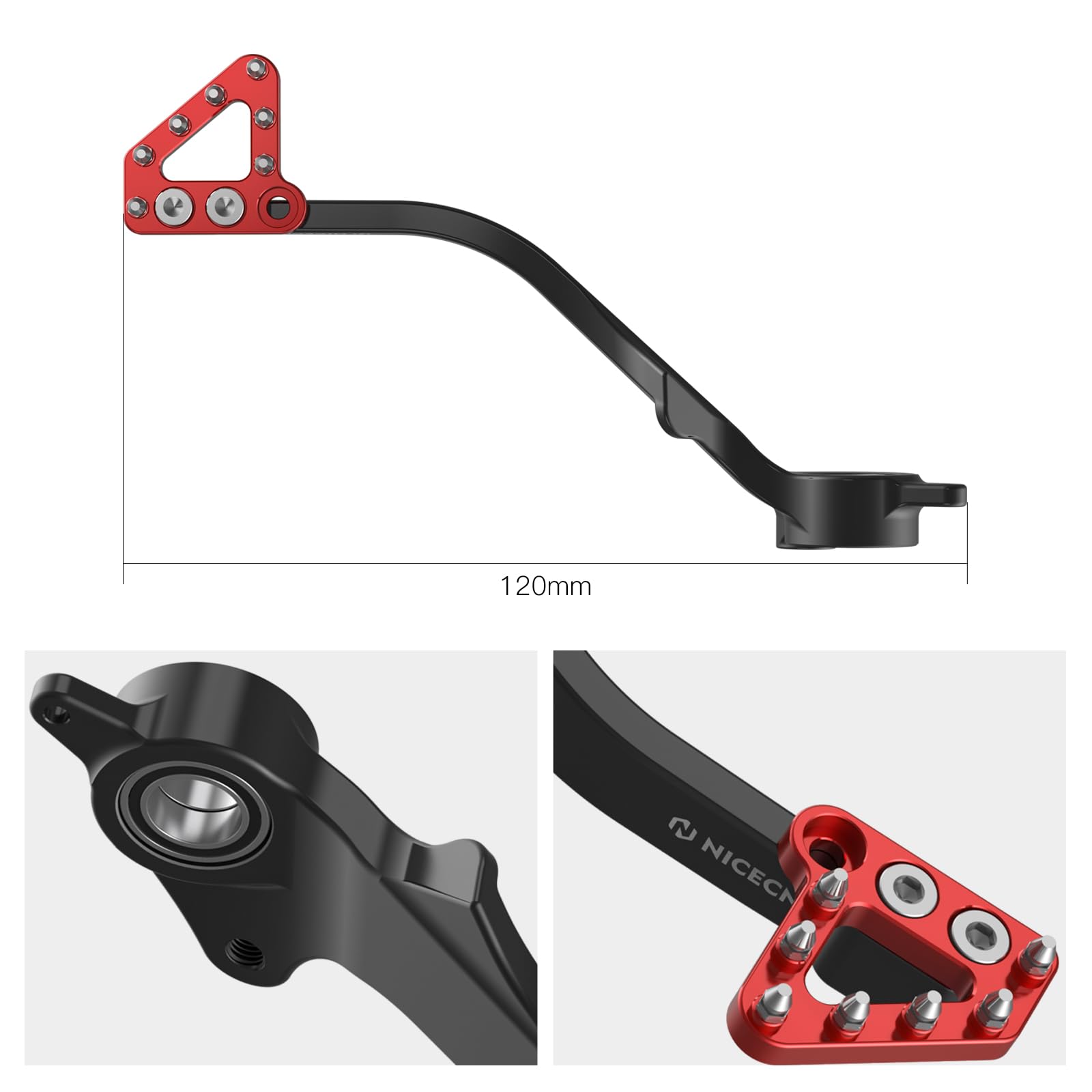 NICECNC Pedale freno nero e rosso poggiapiedi freno compatibile con GasGas 700 SM/ES 2022-2024, compatibile con Husqvarna 701 Enduro/701 Supermoto 2020-2024, 690 Enduro R/690 SMC R Accessori