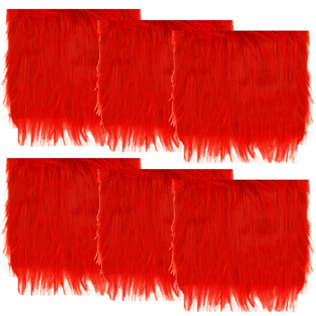 Faux Fur Fabric Christmas Winter Squares Shaggy Fur Fabric Patches Red 25x25cm for DIY Craft Hobby Halloween Winter Costume Decoration
