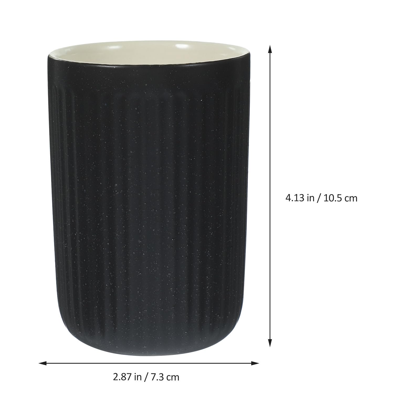 GALPADA Juego de 2 Vasos para Cepillo de Dientes de Cerámica Negra de 300ml, Fácil de Limpiar Bordes Suaves, Adecuado para Baño y Uso en Casa