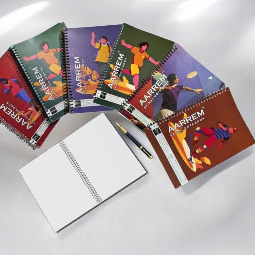 Image of A4 Spiral Notebook Set, 2 Pack, 200 Pages Each, White Ring Binding, Plain /Unruled, 75 GSM Chlorine-Free Paper, 200 Total Pages
