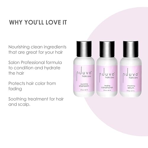 Vista 4 de Nuuvo Haircare - Juego de trío de viaje, champú y acondicionador sin sulfato + suero para el cabello, 6 onzas, fórmula derivada de plantas