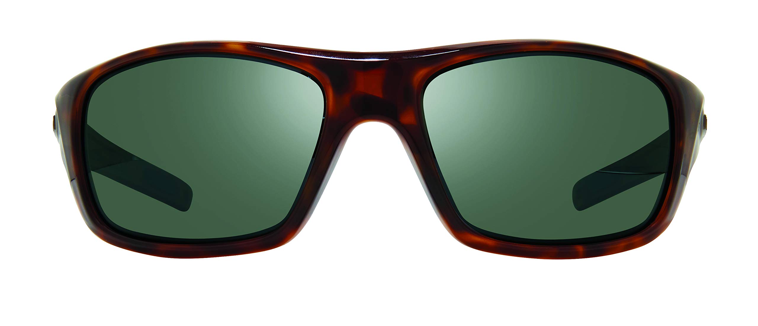 RevoSunglasses Jasper: Polarized Crystal Glass Lens with Large Rectangle Wrap Frame, Tortoise Frame with Smoky Green Lens