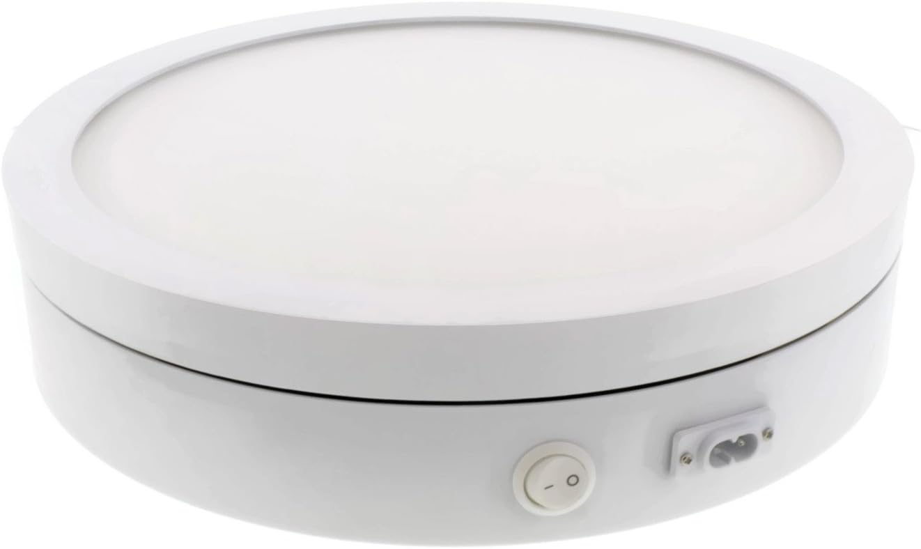 Albinar 12" Diameter 55 lb Max Capacity 360° Electric Rotating Lighted Turntable Display for Product, Models, Jewelry, Cake, White