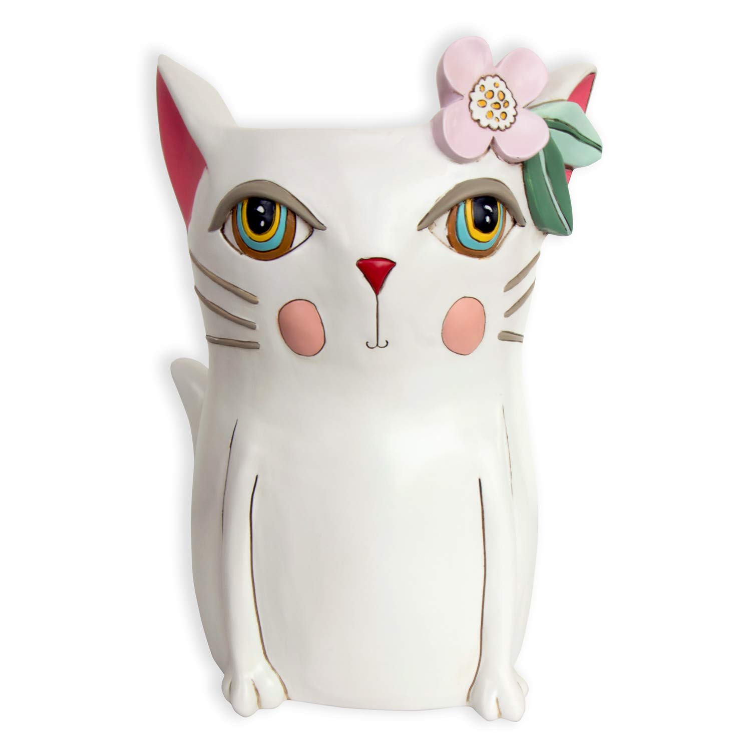 Cache pot de fleurs chat Allen Designs au design peint à la main