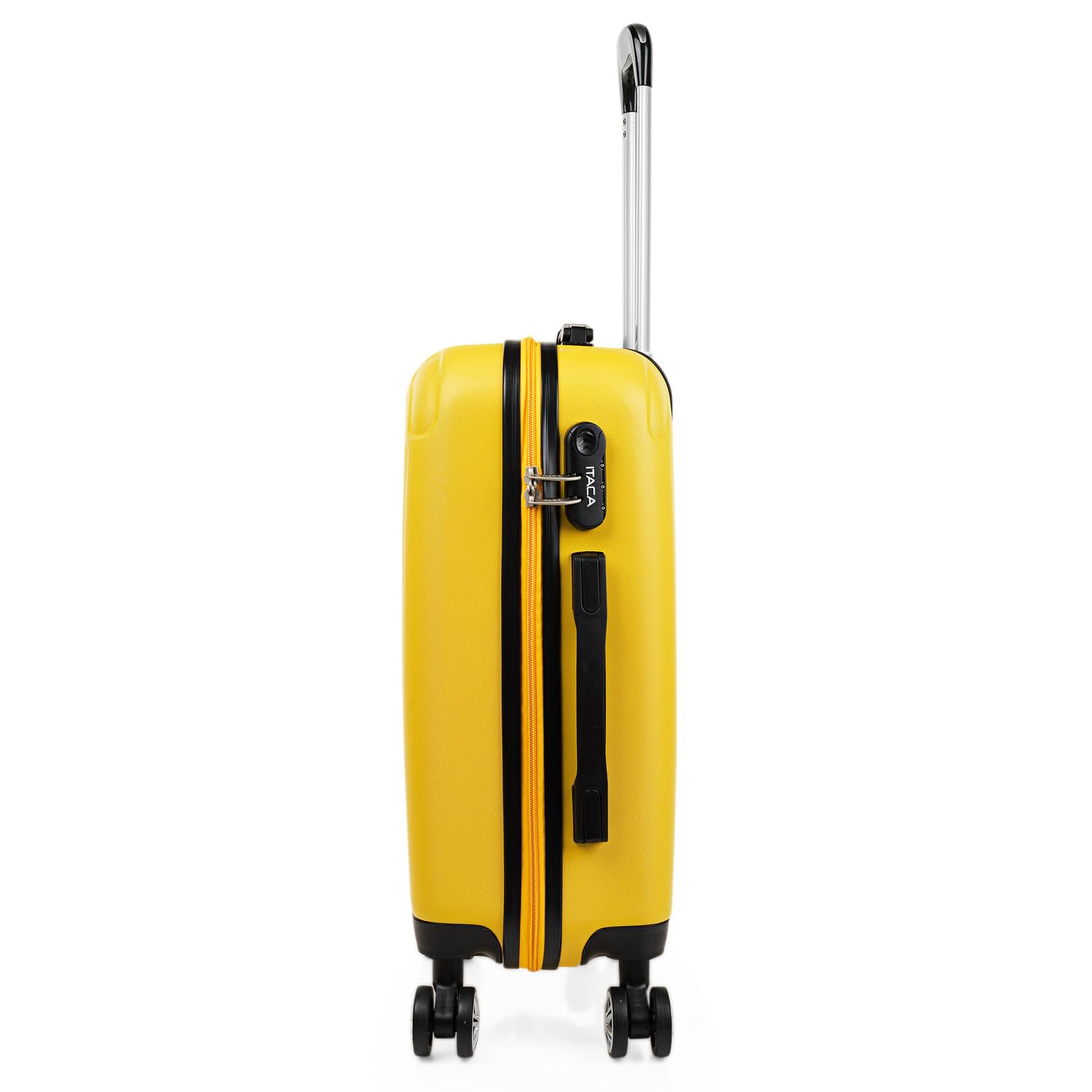 ITACA - Walizka na wózek, 50 cm, kabina, ABS. Bagaż podręczny. Sztywny i lekki. Rękojeść teleskopowa, 2 uchwyty i 4 koła. Tanie loty Ryanair Vueling T71550, Żółty