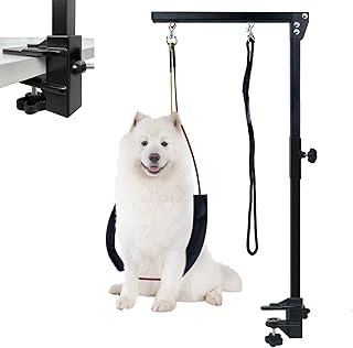 LZQ Haustier Fellpflege Arm Faltbarer, Pet Grooming Arm mit Klemme, 35 Zoll Verstellbarer Tierpflegetisch Halftergeschirre, Hundefrisiertischarm 270° Drehung für Große und Kleine Hunde product image
