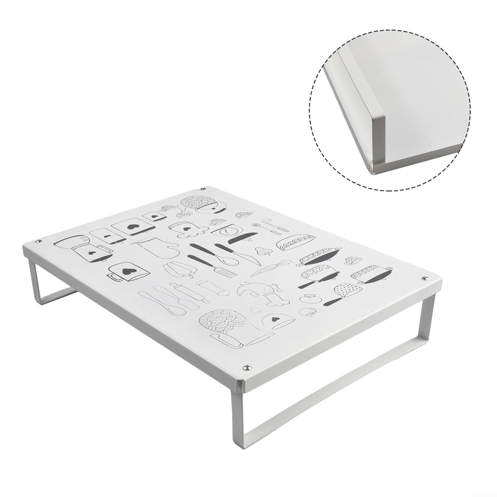 Soporte de metal multiusos para horno microondas con base antideslizante para uso doméstico (blanco)
