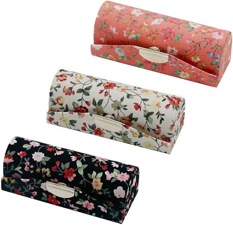Lipstick Case Holder with Mirror, Hanyi 3 Pcs Vintage Floral Print