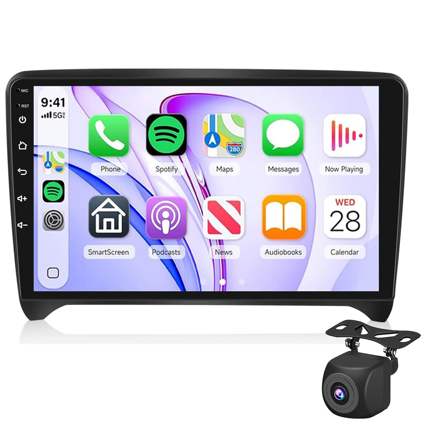 Dcoiek Android 15 Car Stereo For TT MK2 8J 2008-2014 With Wireless Carplay, 9'' Touchscreen Car Radio With WiFi Mirror Link GPS Bluetooth FM RDS Radio DSP EQ SWC+AHD Backup Camera(Color:WIFI 1G+32G)