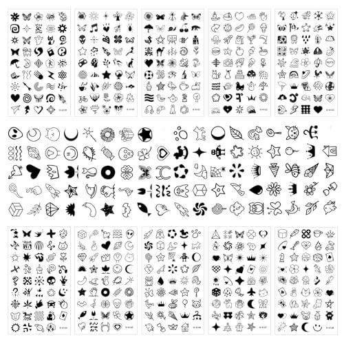 Wanmu 10 Sheets 450 Pcs Tiny Small Temporary Tattoos for