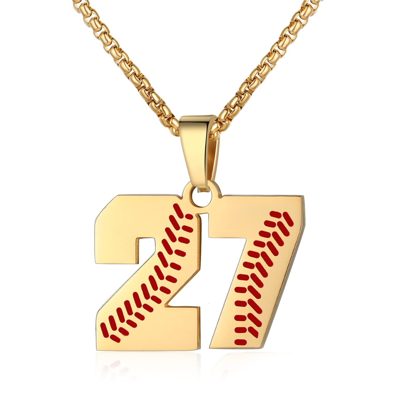 AIAINAGI Baseball Number Necklace - Stainless Steel Chain Pendant for Men Athletes 00-99 Jersey Number Gift