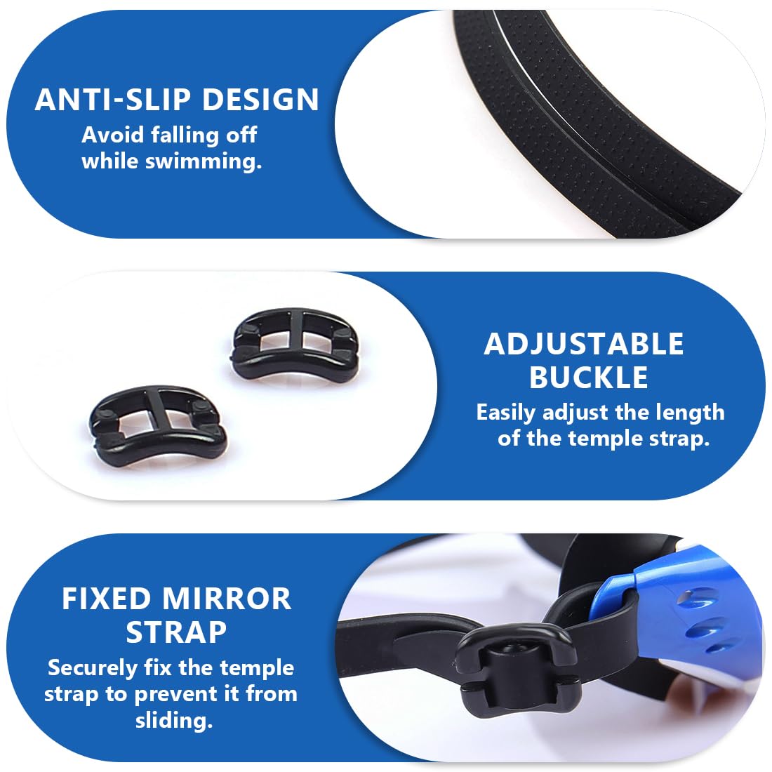 2 Piezas Correa de Silicona para Máscara de Buceo, Banda Ajustable para Gafas de Buceo y Snorkel, Alta Elasticidad, Ideal para Buceo y Natación (Negro)