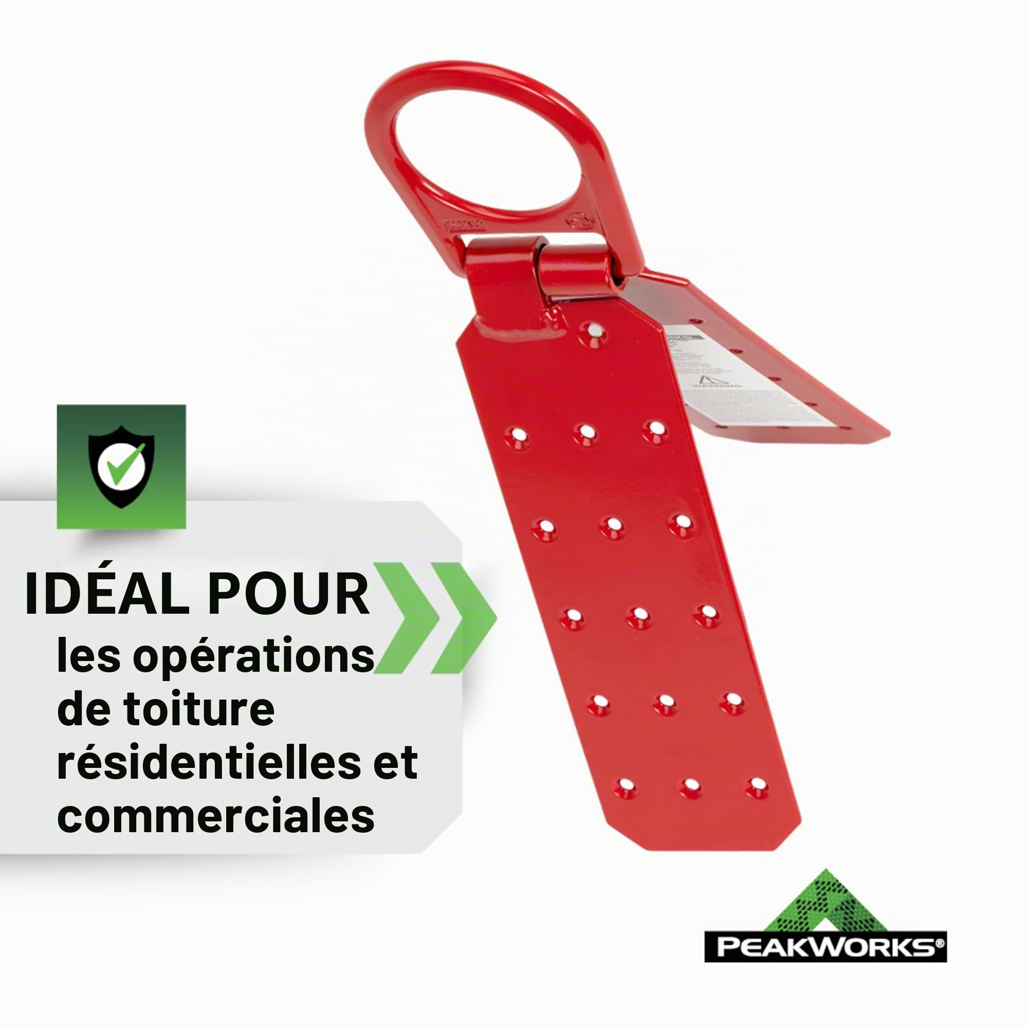 Peakworks Fall Protection V8229100 Industrial/Construction Reusable Roof Anchor Bracket, Hinged, OSHA/ANSI Compliant, Temporary, Red (Anchor Screws Sold Seperately)