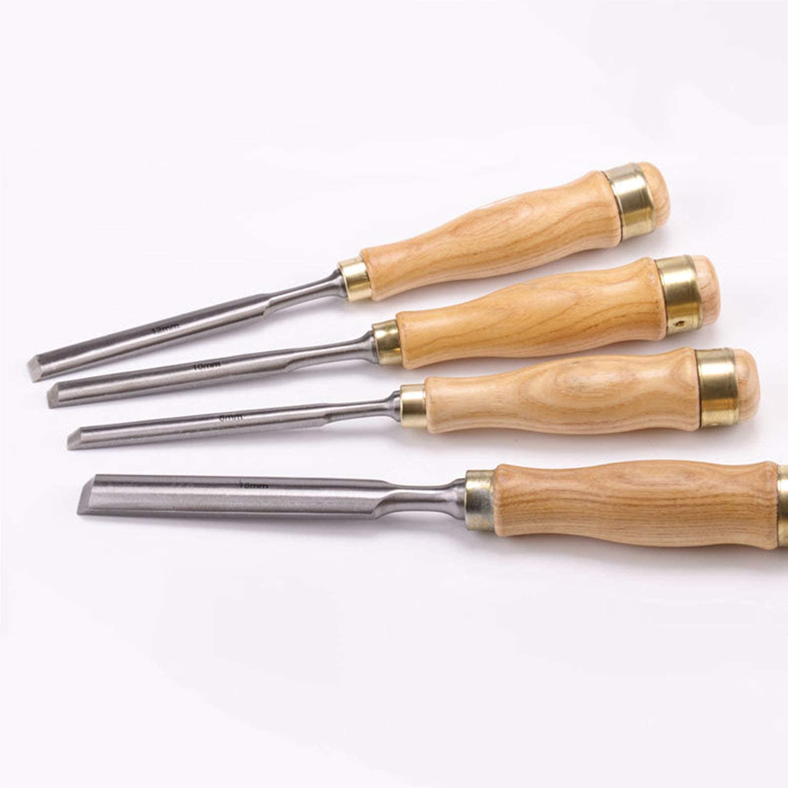 Equipo de carpintería para tallar gubia con Hojas de Acero al Cromo vanadio y Mangos de Madera Dura, Juego de cinceles para Madera Profesional con Bolsa Enrollable para Herramientas