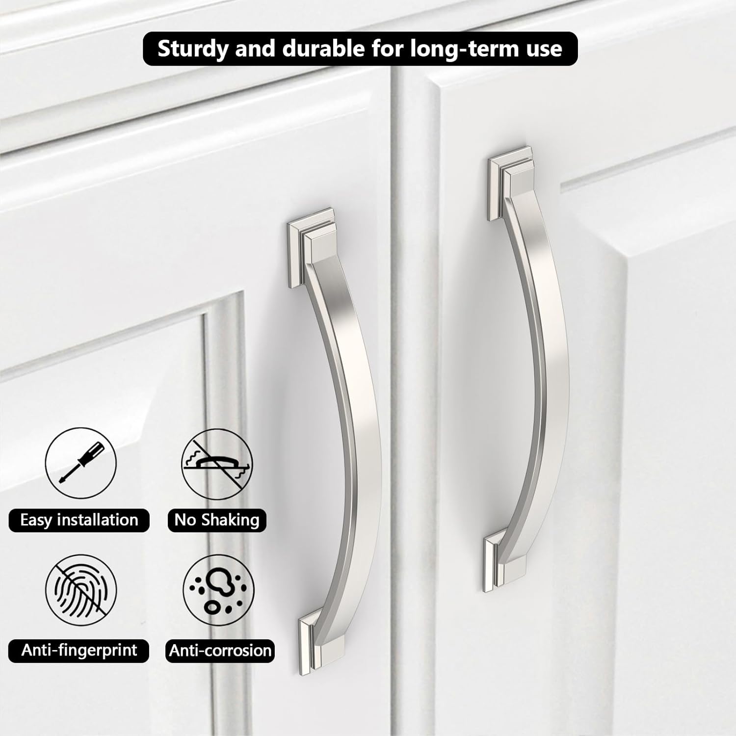 10 Pack Brushed Satin Nickel Cabinet Pulls 4''(102mm) Hole Centers,Hardware for Cabinets,Kitchen Cabinet Handles,Arch Cabinet Handles for Bathroom Dresser Drawer Handles