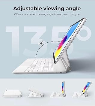 iPad A16 & 10. Nesil 10.9 Uyumlu Bluetooth Klavyeli Kılıf | Trackpadli Premium Case (Beyaz)