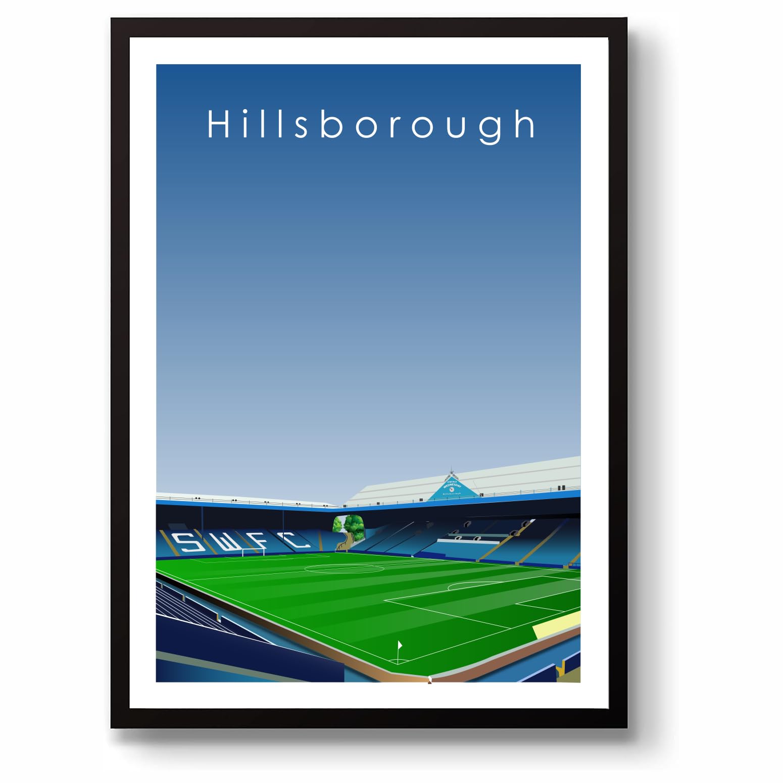 GroundDesigns SHEFFIELD WEDNESDAY Football Gift HILLSBOROUGH Stadium Art Unframed A3 Print SWFC