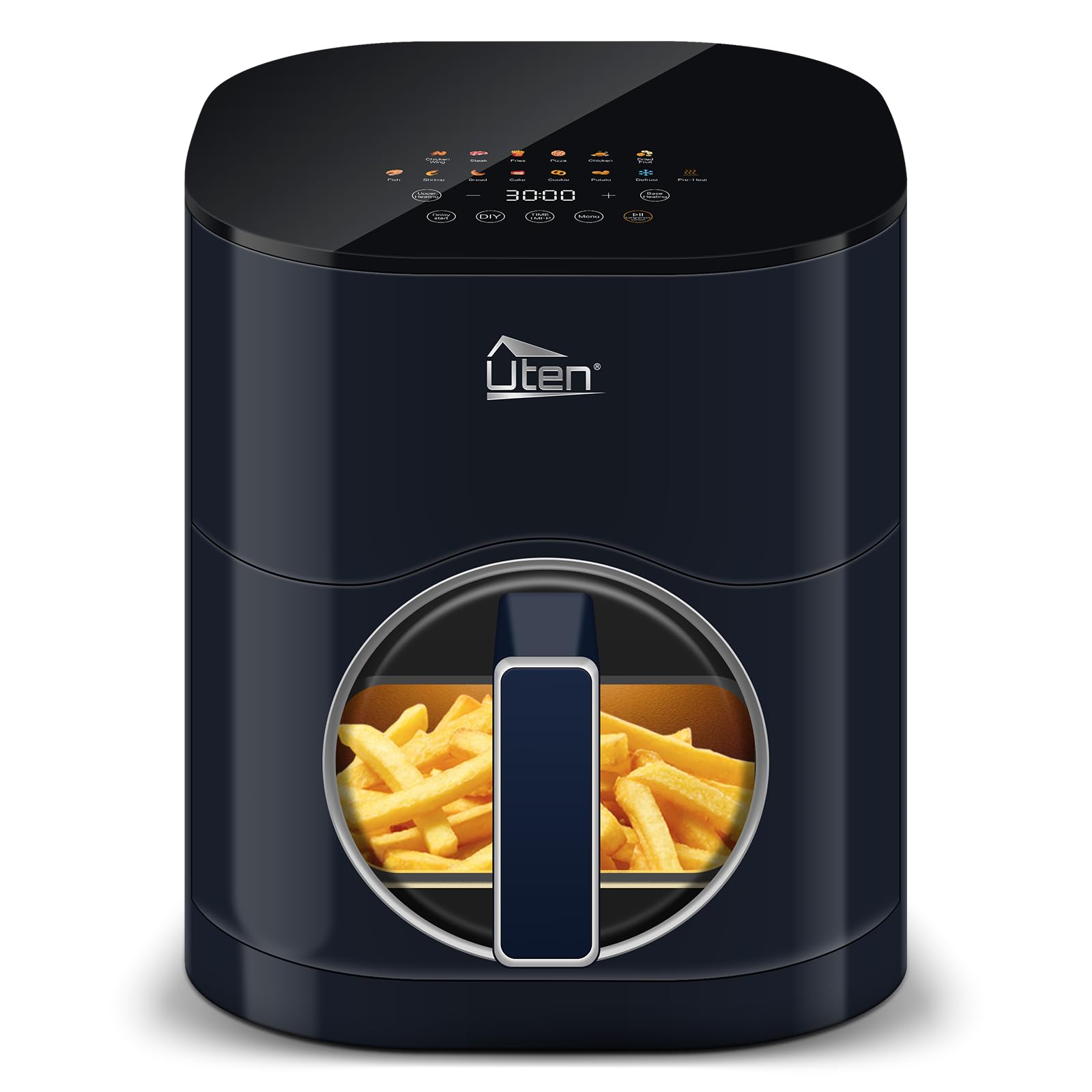 Uten Dual Blaze Air Fryer 5.5L Visual Window, Color Screen, 14 Pre Menus, Delayed Start, Stainless Oil Net, 2 Fast Heaters Independently Controllable, No Flip Food, Oil Free, Enery Save, Fast Cooking — image 1